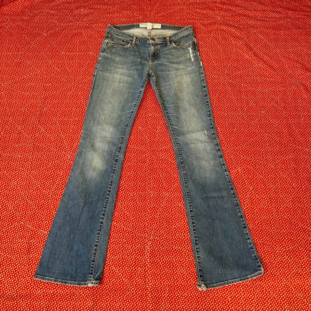 Abercrombie & Fitch 2000s Women Blue Distressed Low Rise Bootcut Jeans Size 4L